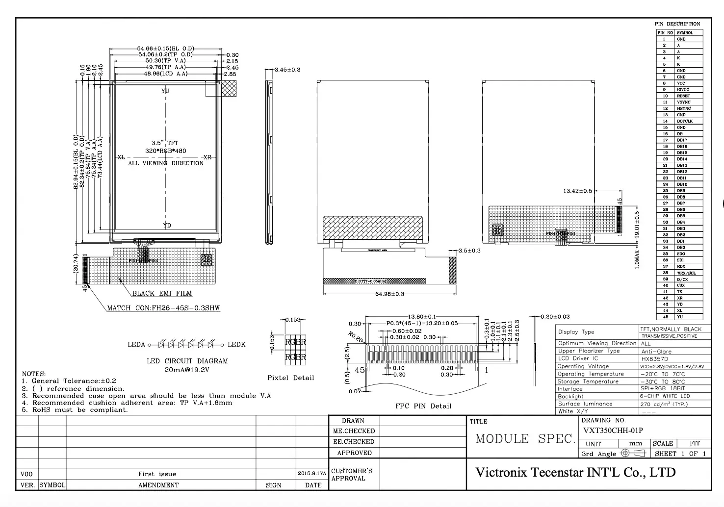 3.5'' 320x480 Resistive Touch TFT Module